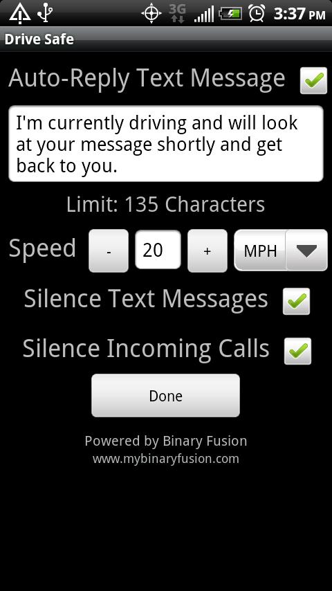 DriveSafe sms app for android